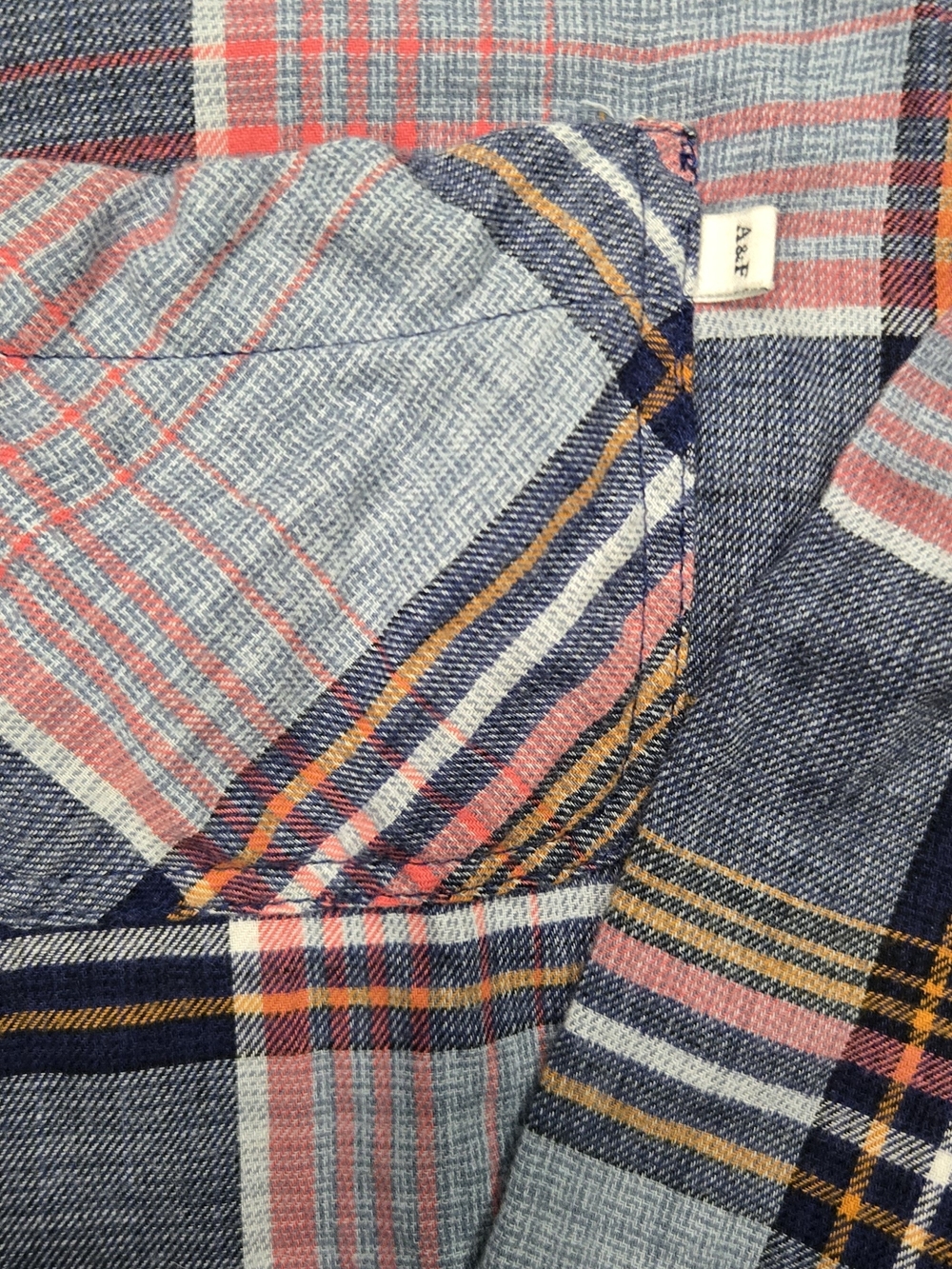 Abercrombie & Fitch Blue and Pink Plaid Button-Down Shirt. #502 - Picture 6 of 7